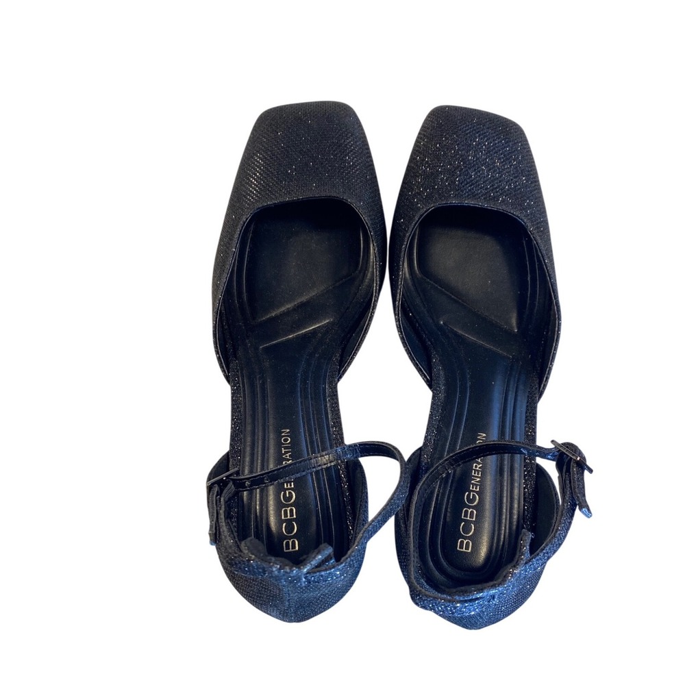 Bcbgeneration Black Glitter Square Toe Block Heel… - image 3